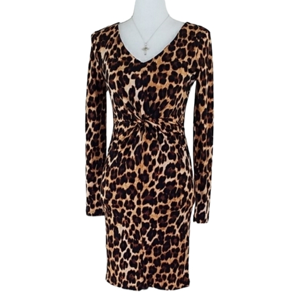 JENNIFER LOPEZ Yellow/Brown Leopard Print Dress XS - Picture 6 of 10